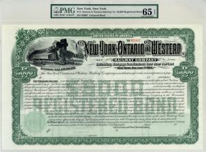 New York, Ontario and Western Railway Co. - $5,000 PMG Graded Bond