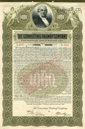 Connecting Railway Co. - 1911 dated $1,000 Pennsylvania Railroad Gold Bond