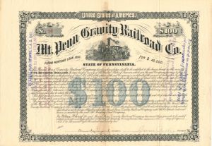Mt. Penn Gravity Railroad Co. - $100 - Bond