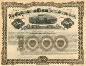 Washington and Western Railroad Co. - $1,000 - Bond