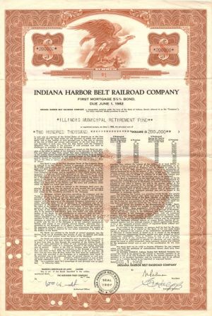 Indiana Harbor Belt Railroad Co. - Certificate #R1 -$200,000 Railway Mortgage Bond
