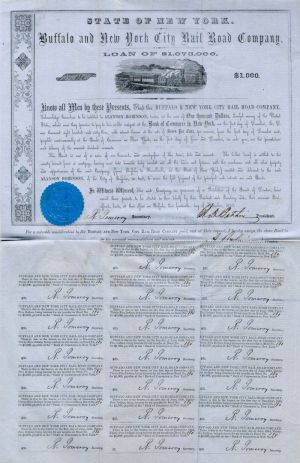 Buffalo and New York City Rail Road Co. - $1,000 - Bond