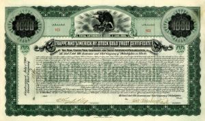 Trappe and Limerick Railway - $1,000 Stock Gold Trust Certificate