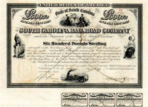 South Carolina Railroad Co. - Various Denominations Bond