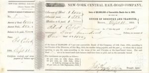 New-York Central Rail-Road Co. - $500 or $1,000 Bond