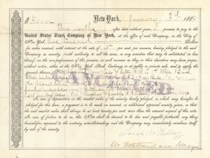 United States Trust Co. of New York - $5,000 Bond - Very Historic