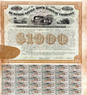 Memphis and Little Rock Railway Co. - $1,000 Bond