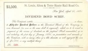 St. Louis, Alton and Terre Haute Rail Road Co. - $5,500 Bond