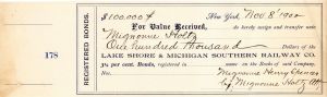 Lake Shore and Michigan Southern Railway Co. - $100,000 Bond