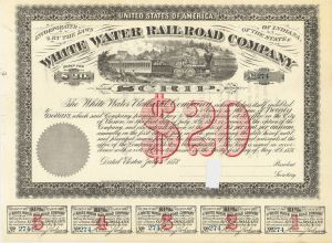 White Water Railroad Company - Unissued 1878 $20 Railroad Bond