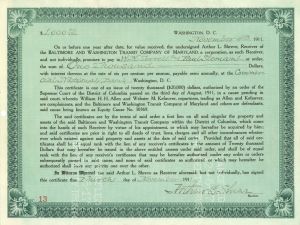 Baltimore and Washington Transit Company of Maryland - 1911 $1,000 or $2,020 Railroad Bond