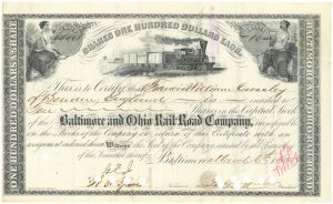 Baltimore and Ohio Railroad Co. - Monopoly Game Board Railroad - Railway Stock Certificate