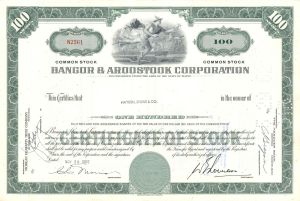 Bangor and Aroostook Railroad Co. - 1960's dated Maine Railway Stock Certificate