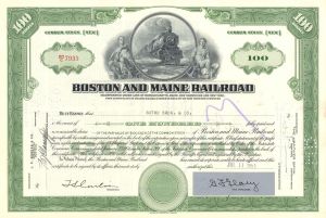 Boston and Maine Railroad - dated 1950's-60's Railway Stock Certificate - Available in Blue, Red, Purple or Green