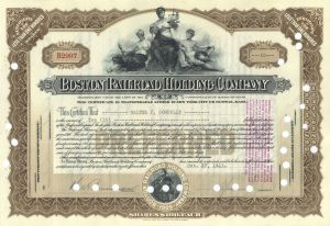 Boston Railroad Holding Co. - dated 1910-40's Massachusetts Railway Stock Certificate