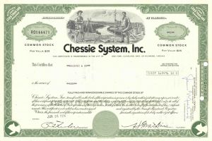 Chessie System, Inc. - 1970's dated Railroad Holding Co. Stock Certificate - Owned the C&O, B&O and Western Maryland Railway
