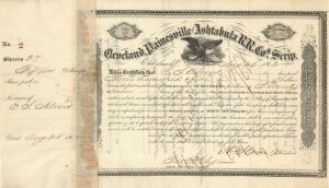 Cleveland, Painesville and Ashtabula Rail Road Co. - Railway Stock Certificate