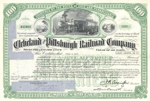 Cleveland and Pittsburgh Railroad Co. - 1960's-70's dated Railway Stock Certificate