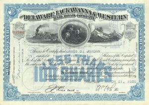 Delaware, Lackawanna and Western Railroad - Railway Stock Certificate