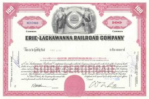 Erie-Lackawanna Railroad Co. - Railway Stock Certificate