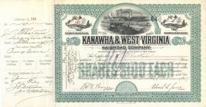 Kanawha and West Virginia Railroad Co. - Stock Certificate