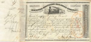Michigan Southern Railroad Co. signed by John B. Jervis - Autograph Railway Stock Certificate