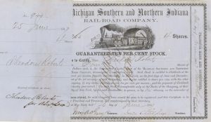 Michigan Southern and Northern Indiana Rail-Road Co. - 1850's dated Railway Stock Certificate