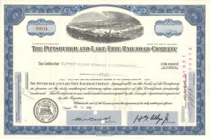 Pittsburgh and Lake Erie Railroad Co.  - 1960's-1970's Stock Certificate