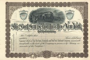 Port Jervis, Monticello and New York Railroad Co. - Stock Certificate