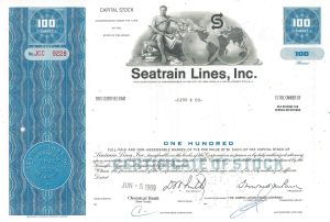 Seatrain Lines, Inc. - dated 1970's Railroad Stock Certificate