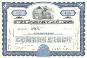 Western Maryland Railway Co. - dated 1950's Maryland Railroad Stock Certificate