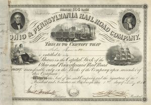 Ohio and Pennsylvania Railroad Co. - Stock Certificate