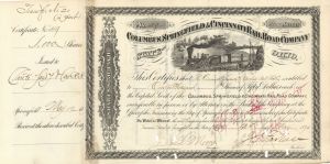 Columbus, Springfield and Cincinnati Railroad Co. - Stock Certificate