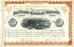 Fort Wayne, Cincinnati and Louisville Railroad - Stock Certificate
