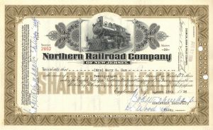 Northern Railroad Co. of New Jersey - Railway Stock Certificate