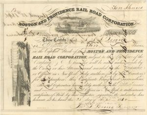 Boston and Providence Railroad Corp. - 1830's-1840's Stock Certificate