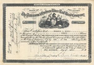 Paterson and Hudson River Railroad Co.- Railway Stock Certificate