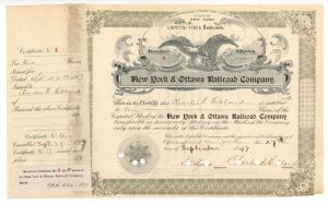 New York and Ottawa Railroad Co. - Railway Stock Certificate