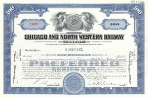 Chicago and North Western Railway Co. - 1947-60 dated Railroad Stock Certificate