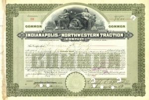 Indianapolis and Northwestern Traction Co. - Stock Certificate