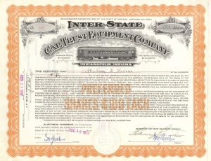Inter-State Car Trust Equipment Co. - 1920-1925 dated Stock Certificate