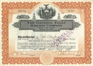Genesee Falls Railway Co. - Stock Certificate