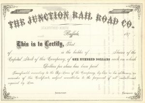 Junction Rail Road Co. - Stock Certificate