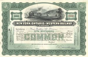 New York, Ontario and Western Railway Co. - Stock Certificate