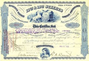 13th and 15th Streets Passenger Railway - Railroad Stock Certificate - Thirteenth and Fifteenth Streets