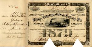 Gulf, Colorado and Sante Fe Railway Co. - Stock Certificate