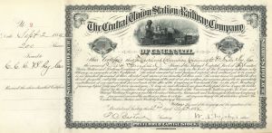 Central Union Station and Railway Co. of Cincinnati - Stock Certificate