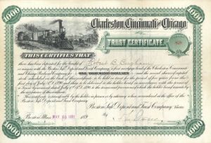 Charleston, Cincinnati and Chicago Railroad Co. - Railway Stock Certificate