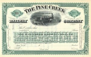 Pine Creek Railway Co. - Unissued Railroad Stock Certificate
