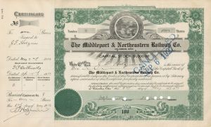 Middleport and Northeastern Railway Co. - Stock Certificate
